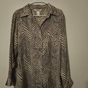 Vintage 90s Brown and White Zebra Print Blouse